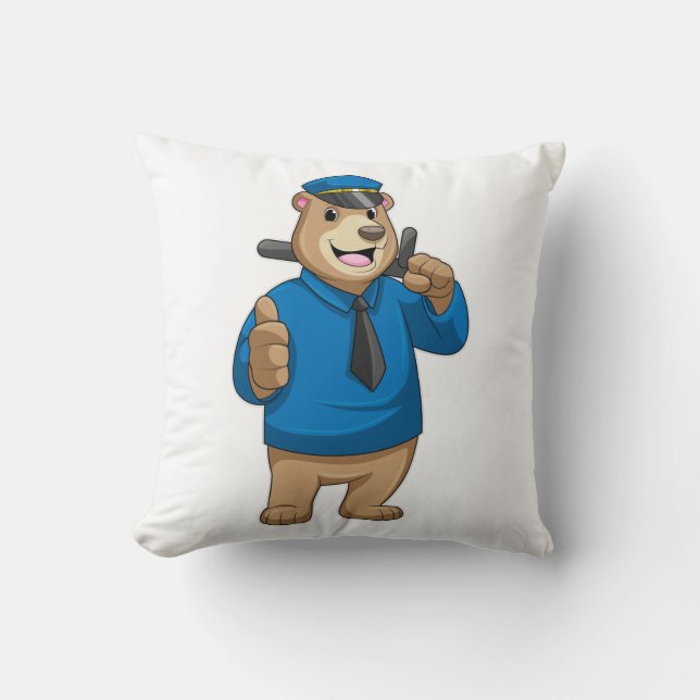 Coussin Porter en tant qu'officier de police avec le casqu (Recto)