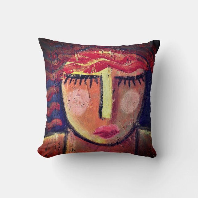 Coussin Portrait Abstrait d'une femme de race rouge (Recto)