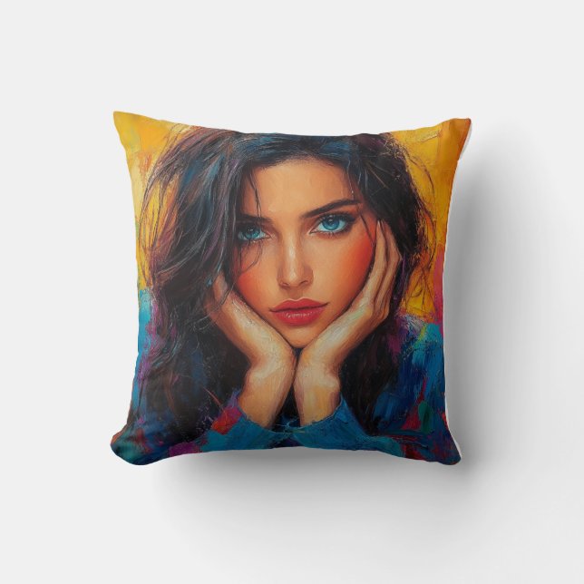 Coussin Portrait Abstrait Pixelated (Recto)