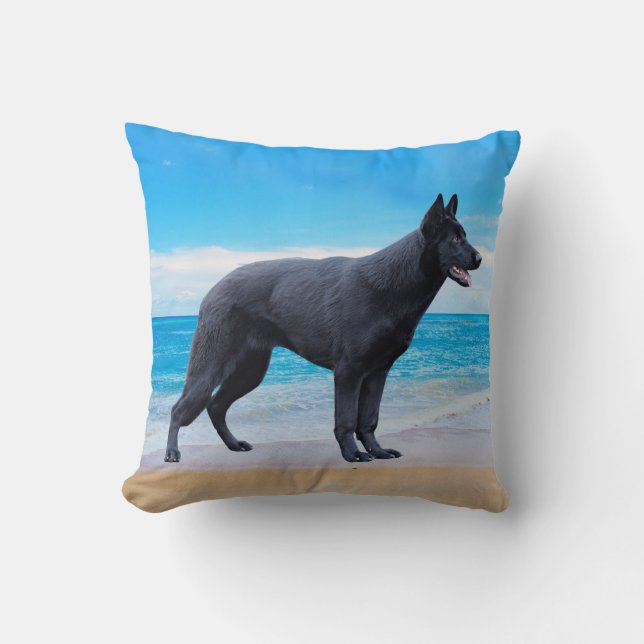 Coussin Portrait allemand Shepherd Dog Beach (Recto)