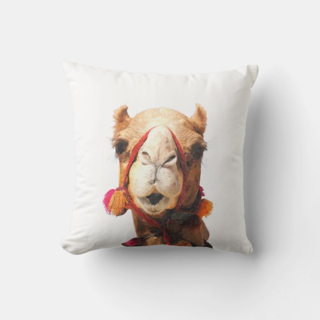 Coussin Portrait animal du désert de chameau (Recto)