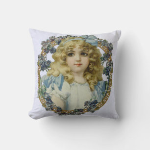 Coussin Portrait Antique de Petite Fille Enfant Belle