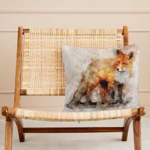 Coussin Portrait aquarellé du renard roux 04