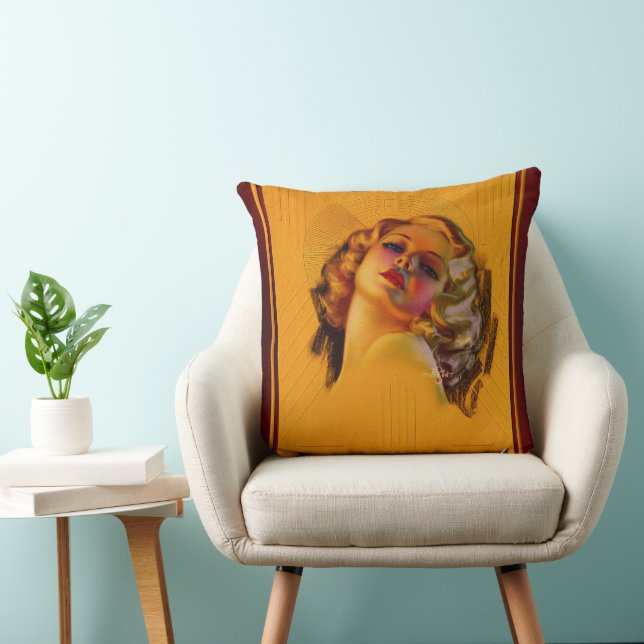 Coussin Portrait Art déco de Bewitting Eyes par Zoe Mozert (Chaise)