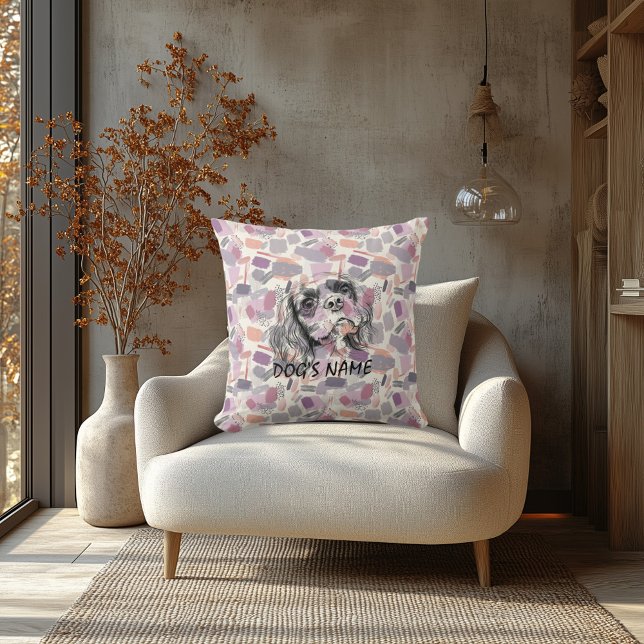 Coussin Portrait Cavalier personnalisé Motif Abstr (Créateur téléchargé)