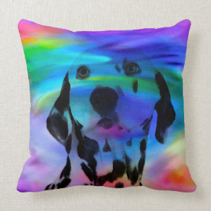 Coussin Portrait dalmatien d'art d'éclaboussure de couleu