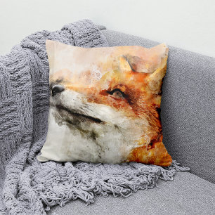 Coussin Portrait d'aquarelle Red Fox 01