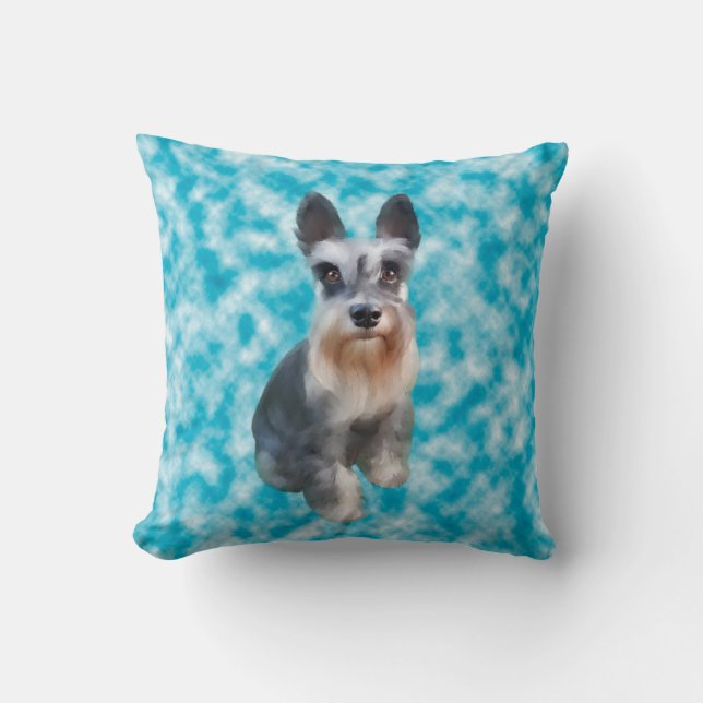 Coussin Portrait d'art de chien Schnauzer Miniature (Recto)