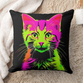 Coussin Portrait de chat de Neon