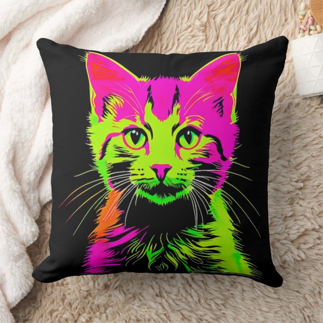 Coussin Portrait de chat de Neon (Couverture)