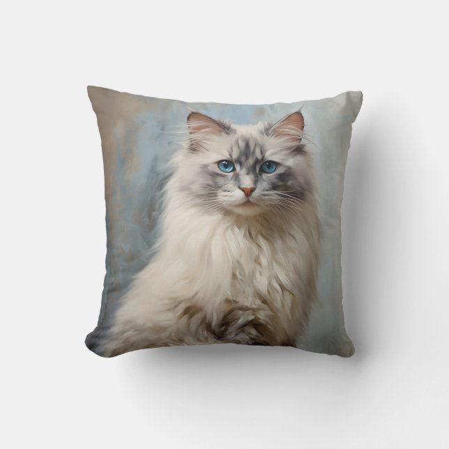 Coussin Portrait de chat Ragdoll (Recto)