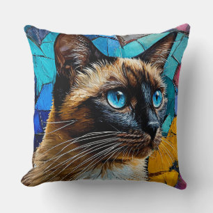 Coussin Portrait de chat siamois
