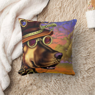 Coussin Portrait de chien de Steampunk