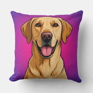 Coussin Portrait de dessin animé de Golden Retriever heure