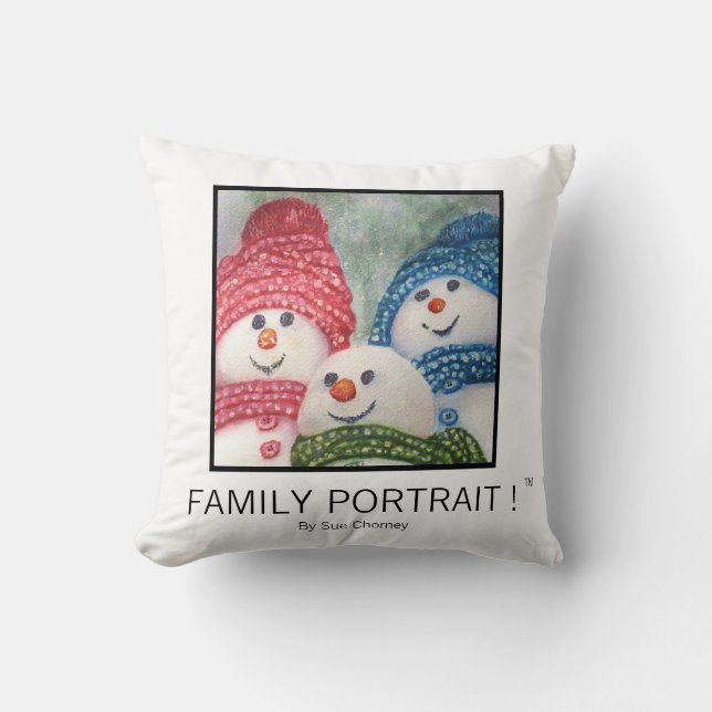 Coussin Portrait de famille Famille Snowman (Recto)