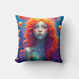 Coussin Portrait de fille avec cheveux orange