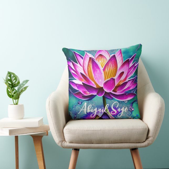 Coussin Portrait de fleur de Lotus rose étonnant personnal (Chaise)