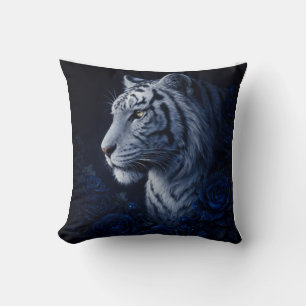 Coussin Portrait de Tigre Blanc – Puissance Calme et Regar