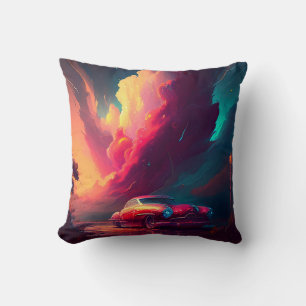 Coussin Portrait de voiture numérique Art sur roues 