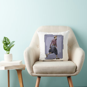 Coussin Portrait d'une femme élégante marchant à mi-pas