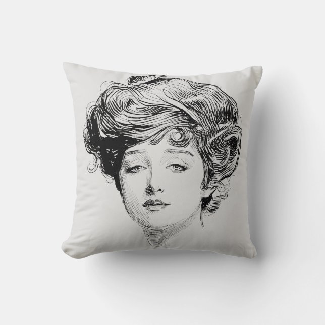 Coussin Portrait d'une fille de Gibson, 1900 (Recto)