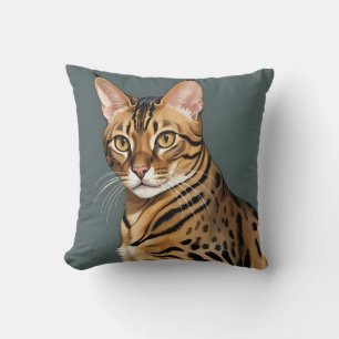 Coussin Portrait dynamique de chat Bengale avec points dis