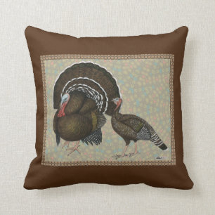 Coussin Portrait en bronze standard de dindes