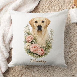 Coussin Portrait floral du Labrador