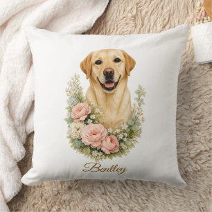 Coussin Portrait Floral Labrador