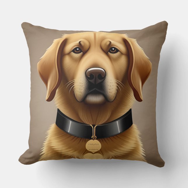 Coussin Portrait Golden Retriever (Recto)
