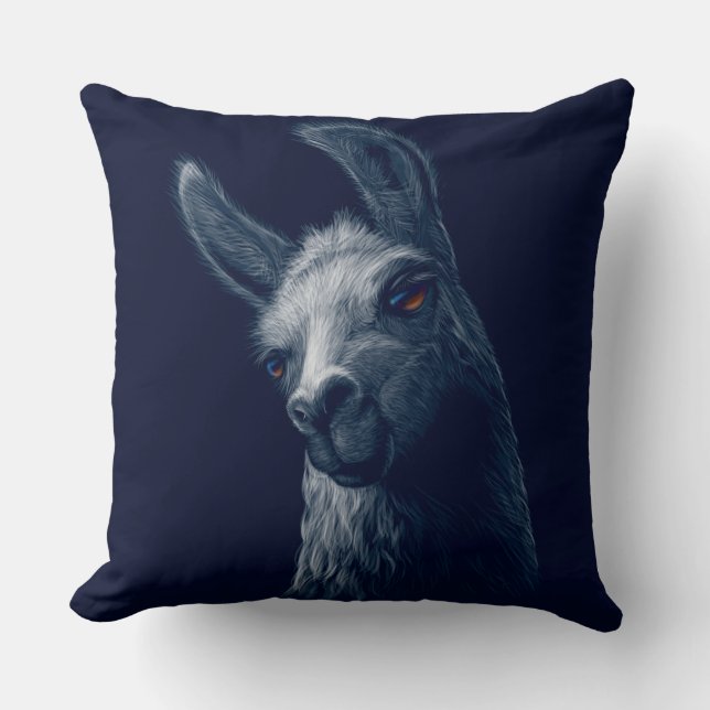 Coussin Portrait Head Cute Llama avec Arrière - plan de la (Recto)