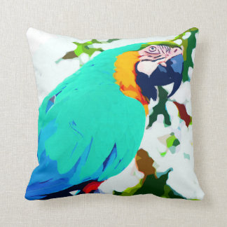 Coussin Portrait lumineux de perroquet d'ara