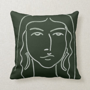 Coussin Portrait malachite avec cheveux longs