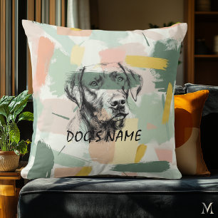 Coussin Portrait Moderne de Labrador – Coup de Pinceau Abs
