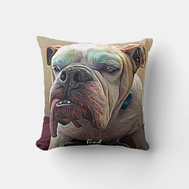 Coussin Portrait personnalisé d'animal de compagnie de bul (Recto)