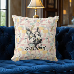 Coussin Portrait personnalisé de Berger Allemand sur fond