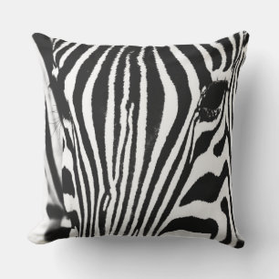 Coussin Portrait zèbre noir et blanc