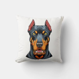 Coussin Portraits d'un chien Doberman tête vue de face