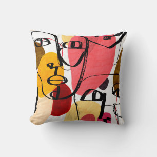 Coussin Portraits d'une femme au style abstrait moderne. H
