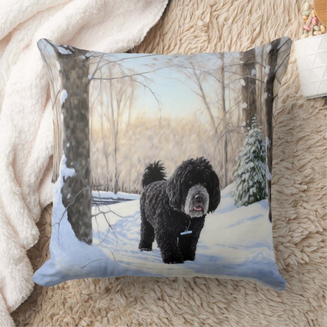 Coussin Portugais Water Dog Laisser neiger Noël (Couverture)