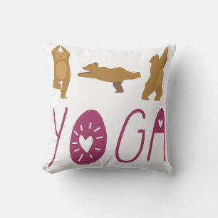 Coussin Poses de Yoga de l'ours drôle