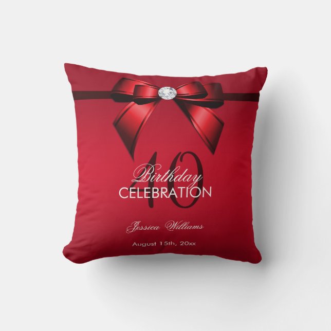 Coussin Posh Gem Bow & Ruban 40e Anniversaire (Recto)