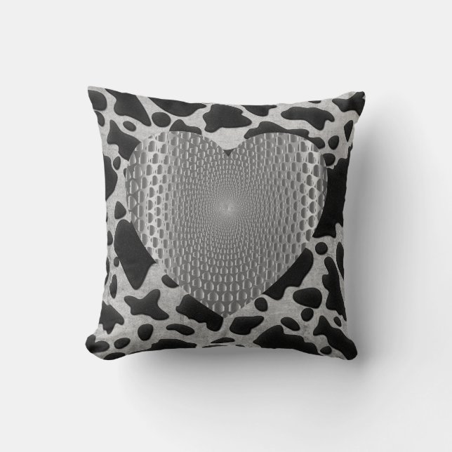 Coussin Poster de animal argent et noir Coeur Prismatique  (Recto)