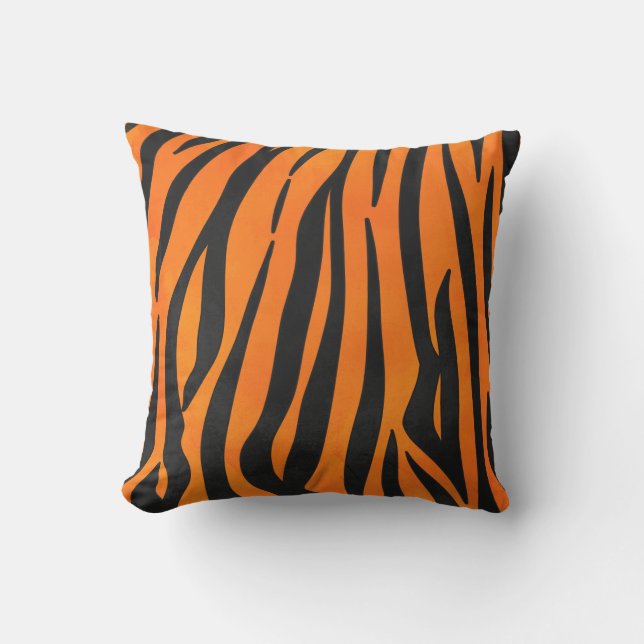 Coussin Poster de animal de bandes de tigres noirs orange  (Recto)