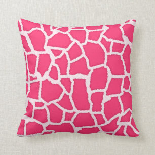 Coussin Poster de animal de girafe rose chaud