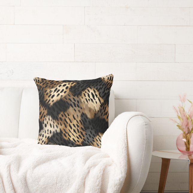 Coussin Poster de animal Leopard Black Gold Cream (Canapé)