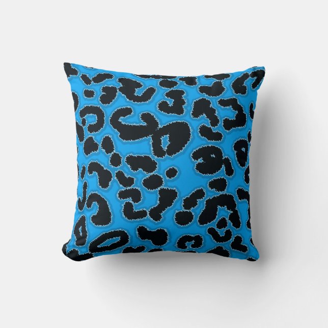 Coussin Poster de animal Leopard bleu ciel profond (Recto)