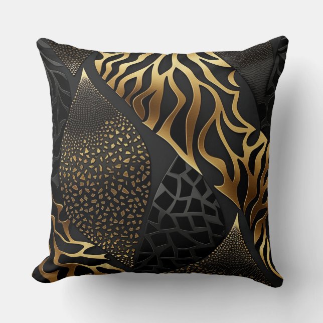 Coussin Poster de animal noir et or (11) (Recto)
