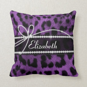 Coussin Poster de animal noir pourpre de léopard de beau