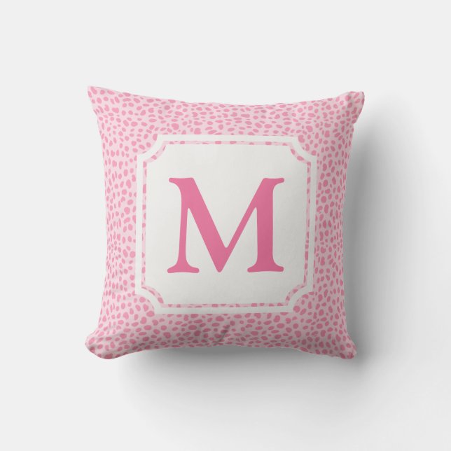Coussin Poster de animal rose chaud | Cabane de monogramme (Recto)